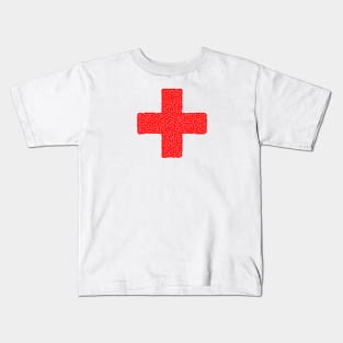 Red Cross Symbol in Abstract Fill Pattern Texture Kids T-Shirt